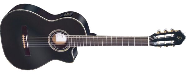 Ortega RCE141BK Czarna Top lity świerk | Gitara elektro-klasyczna