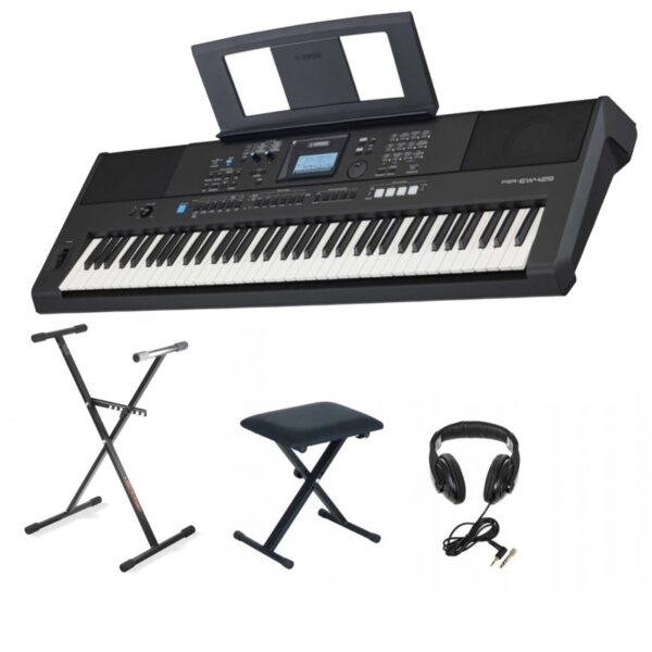 Keyboard Yamaha PSR-EW425 + statyw + ława + słuchawki