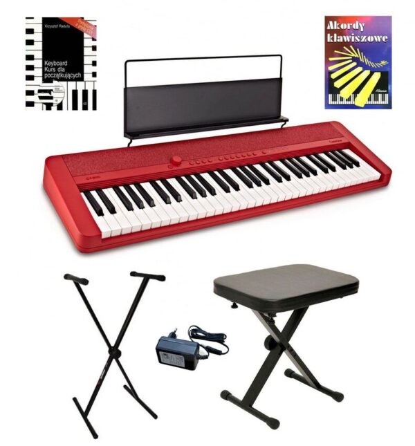 Casio CT-S1 RD - pianino cyfrowe + ława + pulpit + kurs cd + książeczka