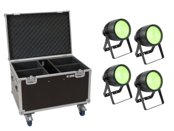 EUROLITE Zestaw 4x LED Theatre COB 200 RGB+WW + Skrzynia Transportowa