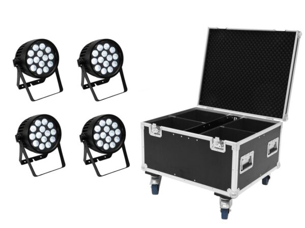 EUROLITE Set 4x AKKU IP PAR 14 HCL QuickDMX - Zestaw 4 Reflektorów + Skrzyni Transportowej