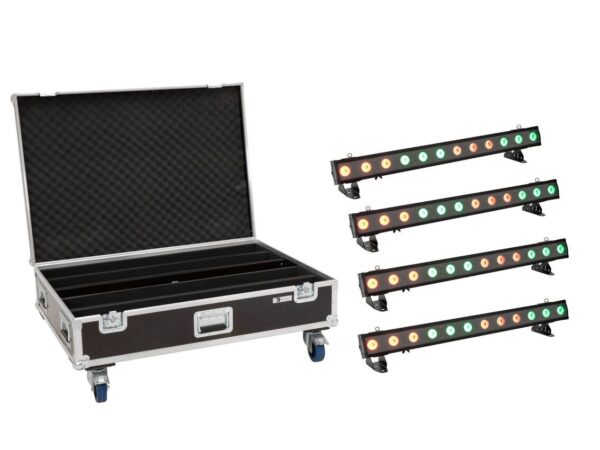 EUROLITE Zestaw 4x LED IP T-PIX 12 HCL Bar + Walizka Z Kółkami