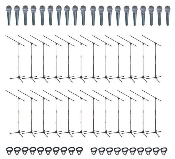 Shure Beta 58A - zestaw 20 mikrofonów + statywy + kable