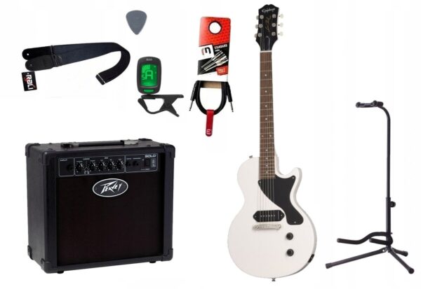 Gitara elektryczna Epiphone Billie Joe Armstrong Les Paul Junior Classic + wzmacniacz 12W + tuner + statyw w zestawie