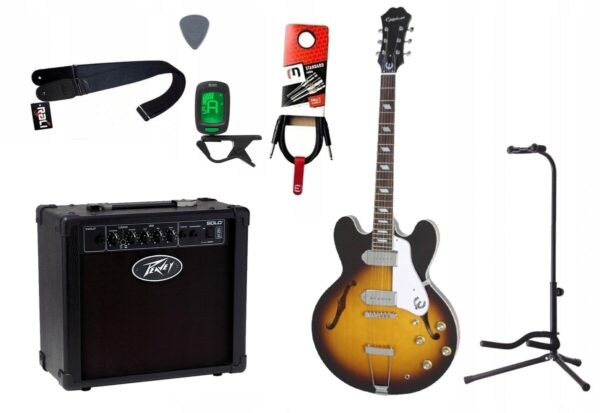 Gitara elektryczna Epiphone Casino VS + wzmacniacz 12W + tuner + statyw w zestawie