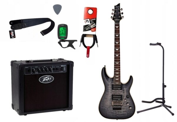 Gitara elektryczna Schecter Omen Extreme FR + wzmacniacz 12W + tuner + statyw w zestawie