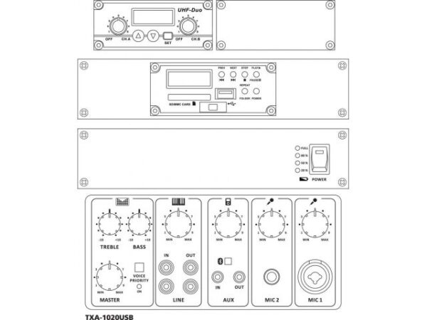 Monacor TXA-1020USB - Przenośne systemy wzmacniające dużej mocy0