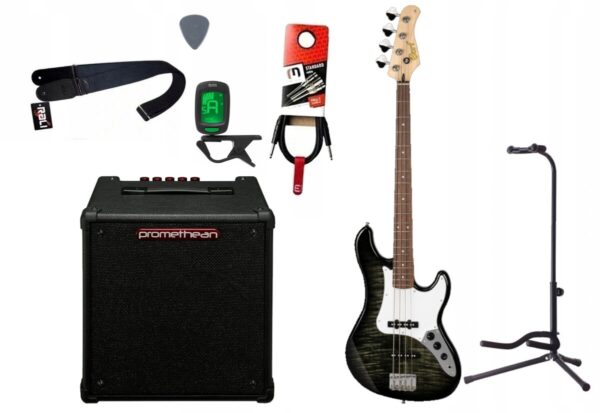 Gitara basowa Cort GB24 JJ TBK + Wzmacniacz 20W + Kabel + Tuner + Statyw