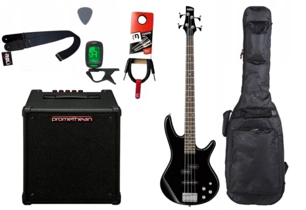 Gitara basowa Ibanez GSR200-BK + Wzmacniacz 20W + Kabel + Pokrowiec