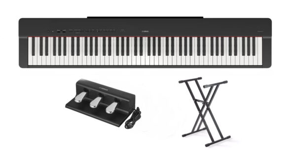 Yamaha P-225 B - pianino cyfrowe + zestaw pedałów Yamaha FC-35 + statyw