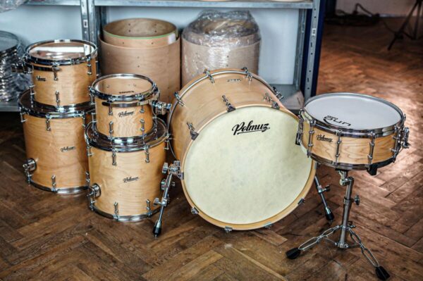Polmuz drums Maple Model 1 - 22/10/12/14/16/14SD die cast - Satin natural wax oil