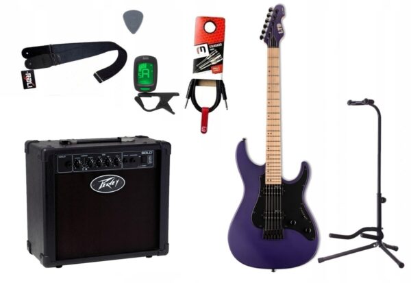 Gitara elektryczna LTD SN-200HT DMPS + wzmacniacz 12W + tuner + statyw w zestawie