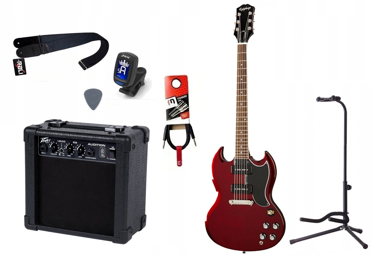 Gitara elektryczna + wzmacniacz 7W - zestaw 1453 Gitara elektryczna + wzmacniacz 7W - zestaw 1453