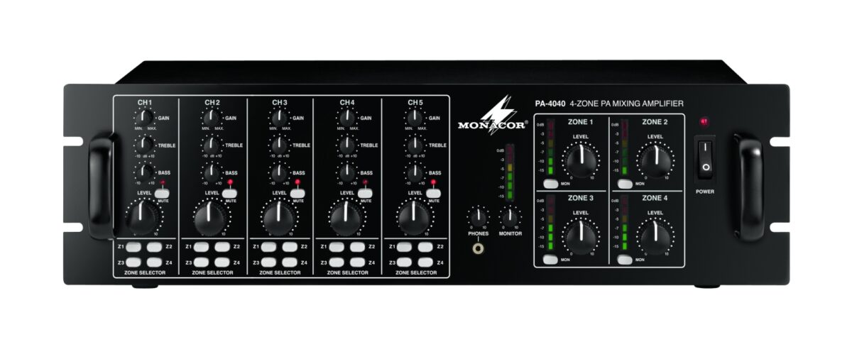 Monacor PA-4040 - wzmacniacz wielostrefowy