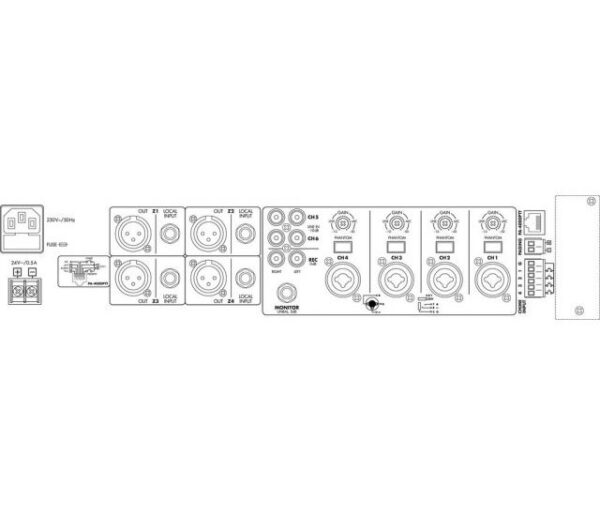 Monacor PA-6040MPX - Mikser 4-strefowy0