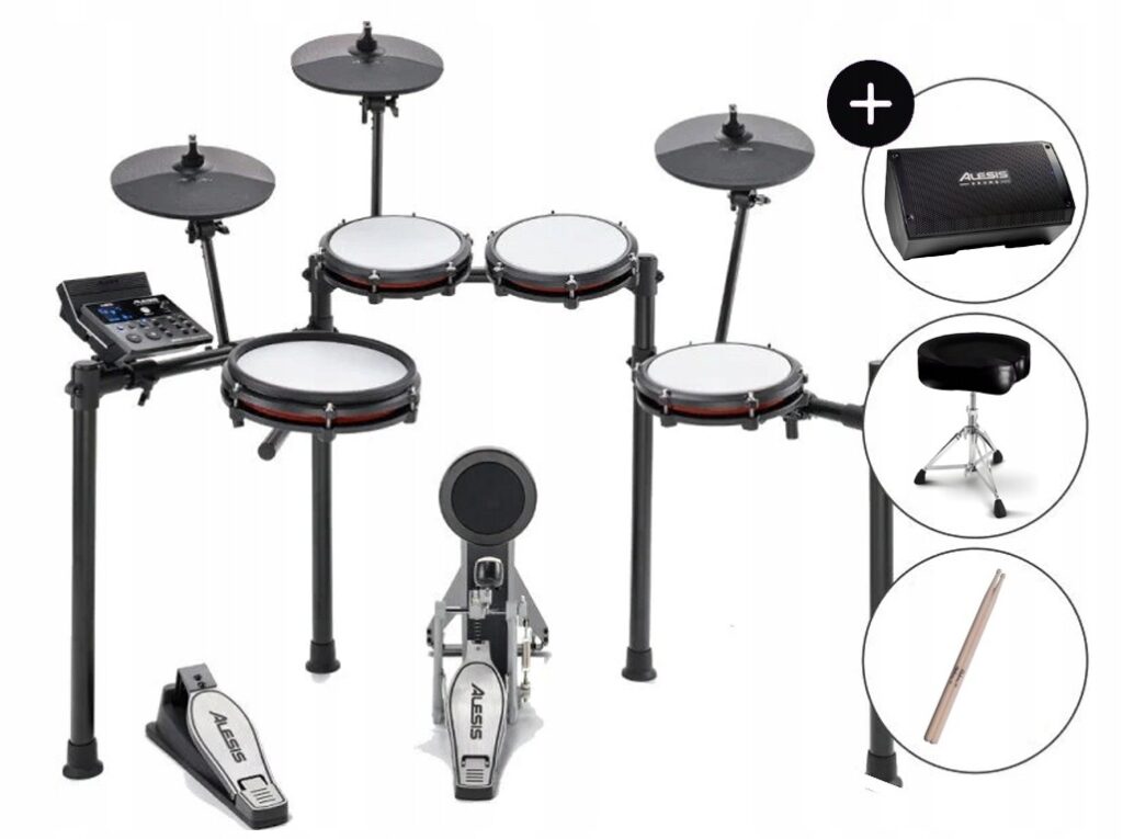 Perkusja elektroniczna Alesis Nitro Max + odsłuch + kabel + pałki + stołek