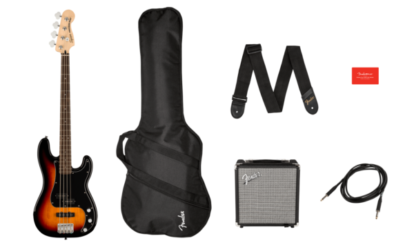 Squier Affinity Precision Bass PJ PackLF 3-Color SB Gig Bag Rumble 15 - zestaw basowy