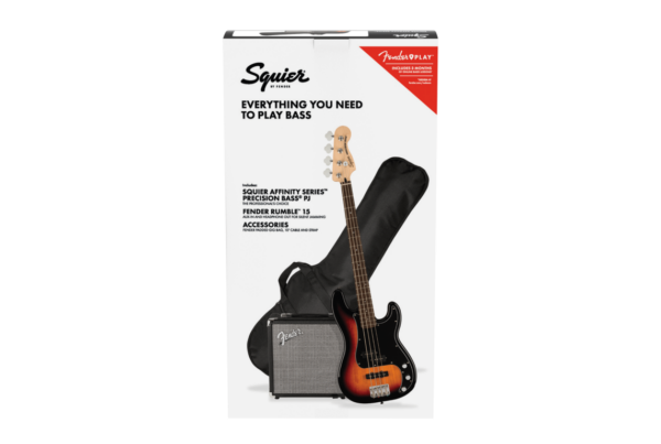 Squier Affinity Precision Bass PJ PackLF 3-Color SB Gig Bag Rumble 15 - zestaw basowy0