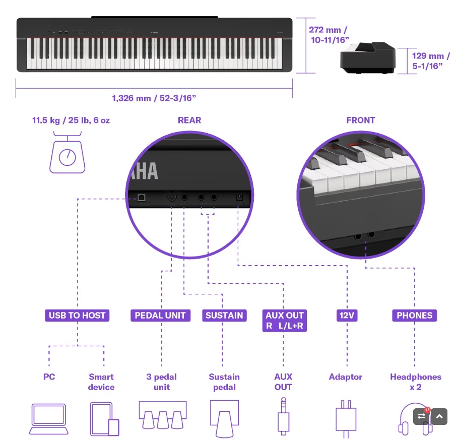 YAMAHA P-225 wh + STATYW6 YAMAHA P-225 wh + STATYW6