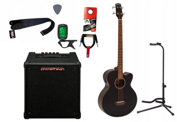 Bas akustyczny Dimavery AB-450 BK + Wzmacniacz 20W + Kabel + Tuner + Statyw