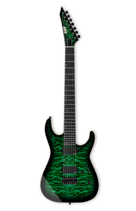 ESP USA M-7 HT Baritone QM Dark Green Sunburst