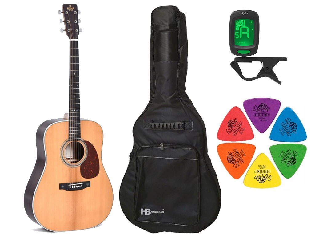 Gitara akustyczna Sigma Guitars DT-1 + pokrowiec + tuner + kostki w zestawie Gitara akustyczna Sigma Guitars DT-1 + pokrowiec + tuner + kostki w zestawie