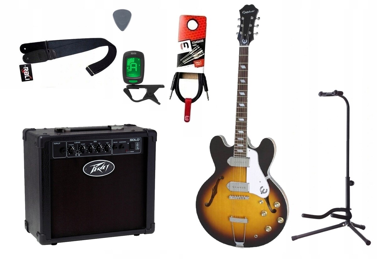 Gitara elektryczna Epiphone Casino VS + wzmacniacz 12W + tuner + statyw w zestawie Gitara elektryczna Epiphone Casino VS + wzmacniacz 12W + tuner + statyw w zestawie