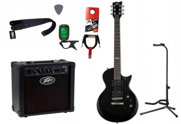Gitara elektryczna LTD EC-10 KIT BLK + wzmacniacz 12W + tuner + statyw w zestawie