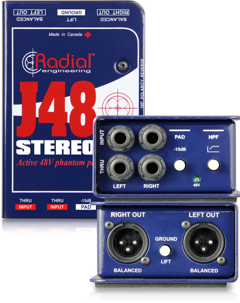 RADIAL J48 Stereo - Di-box aktywny z zasialniem phantom5 RADIAL J48 Stereo - Di-box aktywny z zasialniem phantom5