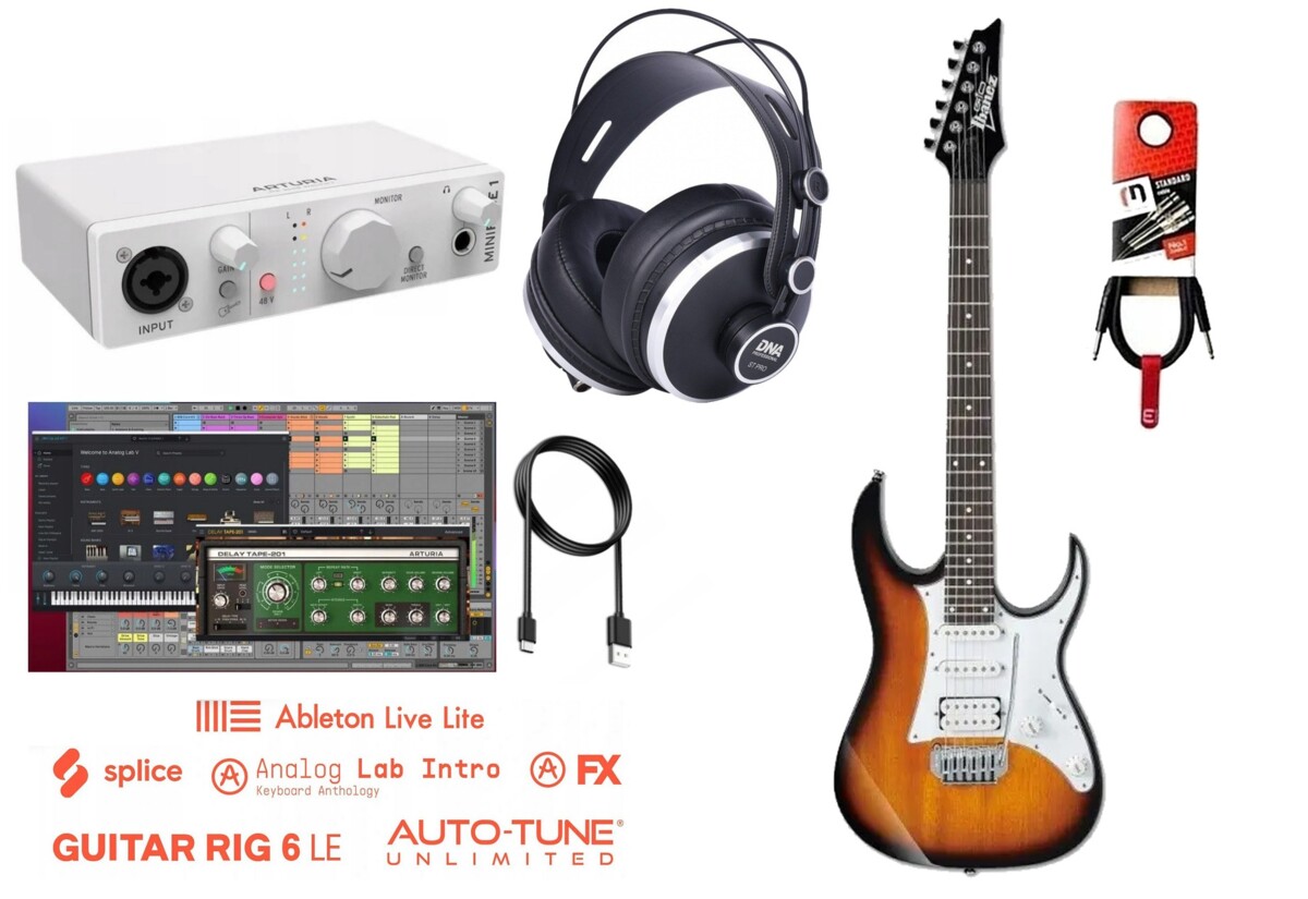 Zestaw do nagrywania gitary + interfejs + słuchawki 012 Zestaw do nagrywania gitary + interfejs + słuchawki 012