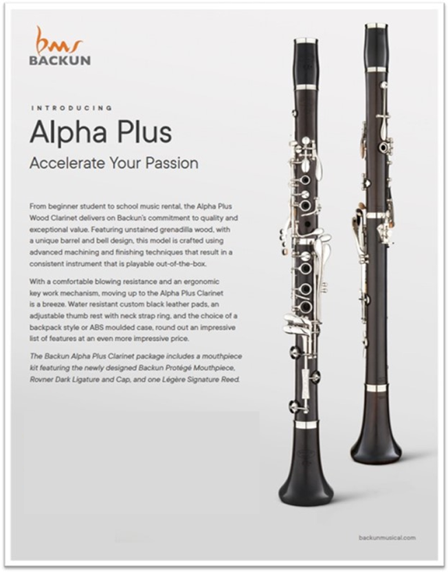 BACKUN Alpha Plus, klarnet B, 17 klap, Grenadilla, Nickel0 BACKUN Alpha Plus, klarnet B, 17 klap, Grenadilla, Nickel0