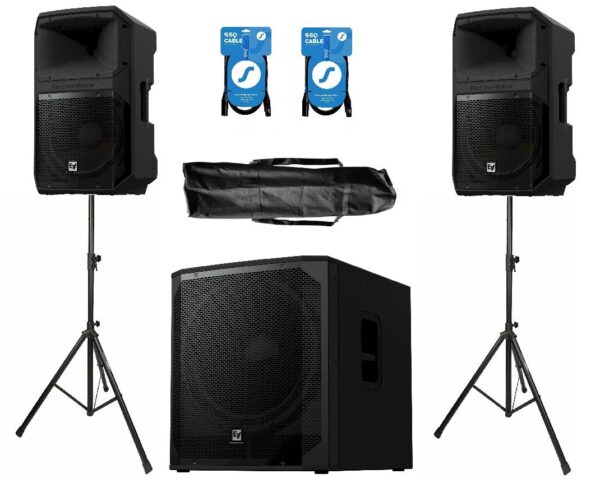 Electro-Voice 2x EVIVA 15P + EVIVA 18SP - zestaw nagłośnieniowy + statywy + okablowanie