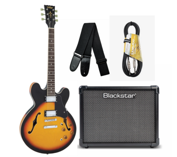 Gitara Elektryczna Semi Hollow Vintage VSA500SB + Wzmacniacz Blackstar ZESTAW