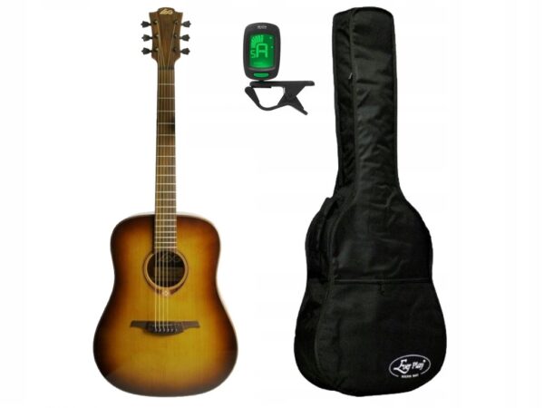Gitara akustyczna Lag T118D-BRS + pokrowiec + tuner - zestaw gitarowy