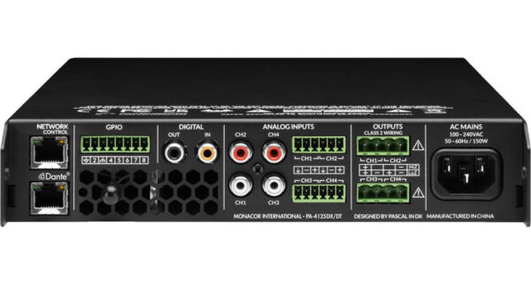 Monacor PA-4125DX/DT - Wielofunkcyjny, 4-strefowy wzmacniacz miksujący z interfejsem Dante0