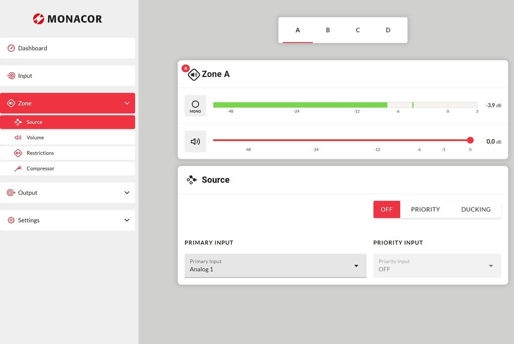 Monacor PA-8125DX - Wielofunkcyjny, 8-strefowy wzmacniacz matrycowo-miksujący1 Monacor PA-8125DX - Wielofunkcyjny, 8-strefowy wzmacniacz matrycowo-miksujący1