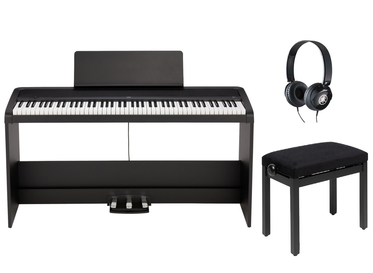 Pianino cyfrowe Korg B2+ SPBK BK + ława + słuchawki w zestawie Pianino cyfrowe Korg B2+ SPBK BK + ława + słuchawki w zestawie