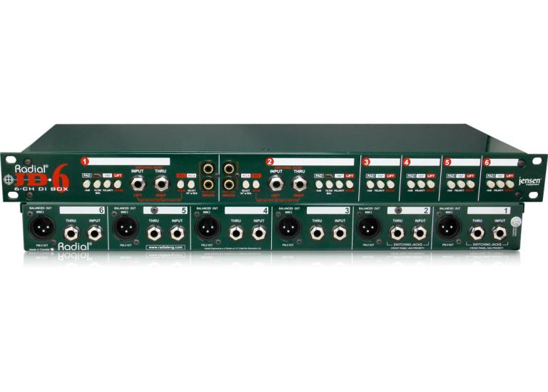 RADIAL JD6 - 6-Kanałowy pasywny DI-Box6 RADIAL JD6 - 6-Kanałowy pasywny DI-Box6