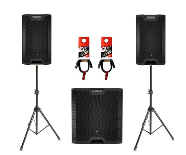 Zestaw nagłośnieniowy LD Systems ICOA, 2x kolumna ICOA15ABT, 1x subwoofer ICOA SUB18A, 2x statyw, 2x kabel