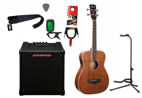 Bas akustyczny Cort AB590MF OP + Wzmacniacz 20W + Kabel + Tuner + Statyw