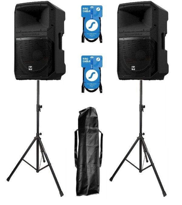 Electro-Voice 2x EVIVA 15P - kolumna aktywna (para) + statywy + okablowanie