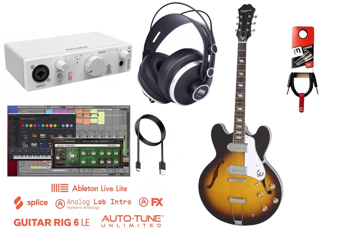 Epiphone Casino VS Vintage Sunburst Zestaw do nagrywania gitary + interfejs + słuchawki 019 Epiphone Casino VS Vintage Sunburst Zestaw do nagrywania gitary + interfejs + słuchawki 019