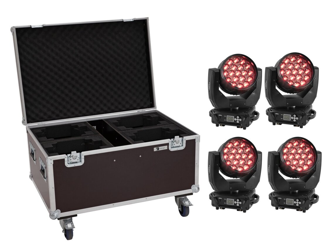 EUROLITE Set 4x LED TMH-X4 Moving-Head Wash Zoom + Case EUROLITE Set 4x LED TMH-X4 Moving-Head Wash Zoom + Case