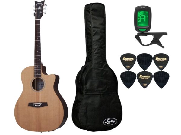 Gitara akustyczna Schecter Deluxe AC + pokrowiec + tuner + kostki w zestawie