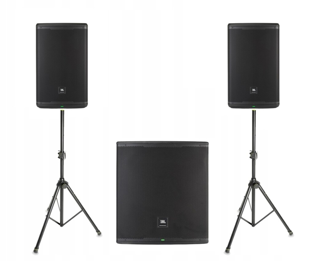 Zestaw nagłośnieniowy JBL EON, 2x kolumna EON715, 1x subwoofer EON718S statywy Zestaw nagłośnieniowy JBL EON, 2x kolumna EON715, 1x subwoofer EON718S statywy