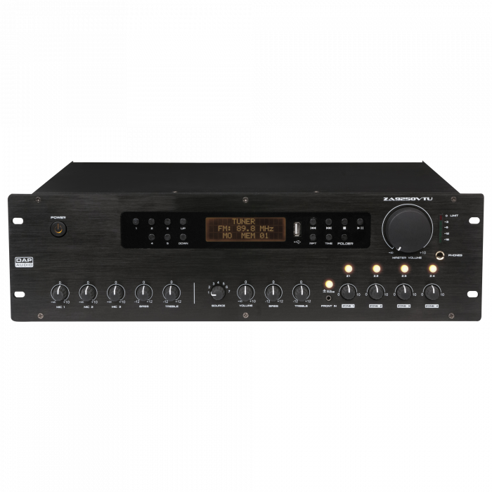 DAP ZA-9250VTU - 4-strefowy wzmacniacz miksujący 250 W 100 V