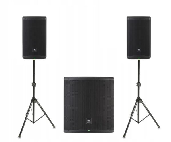 Zestaw nagłośnieniowy JBL EON, 2x kolumna EON710, 1x subwoofer EON718S statywy