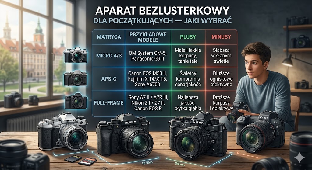 Aparat bezlusterkowy dla początkujących — jaki wybrać