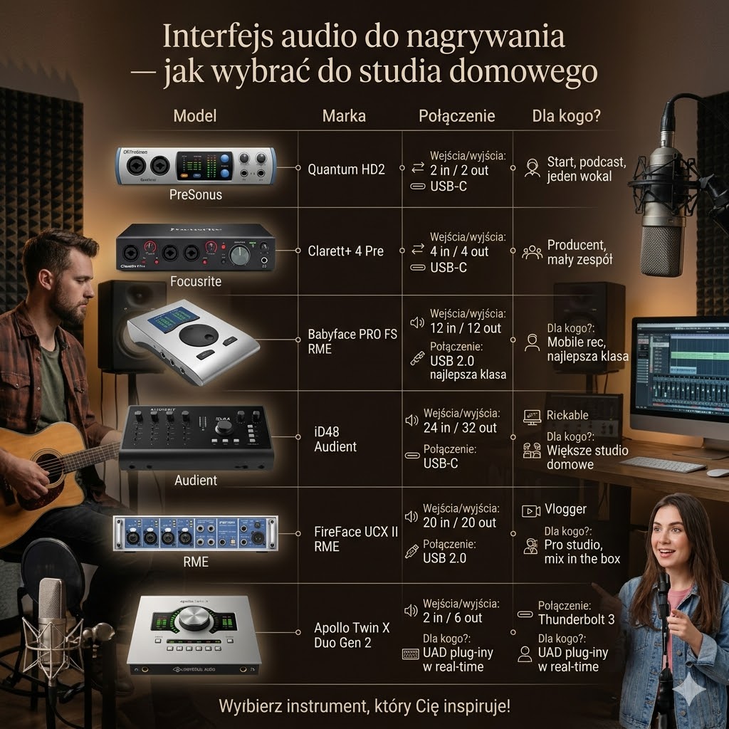 Interfejs audio do nagrywania — jak wybrać do studia domowego