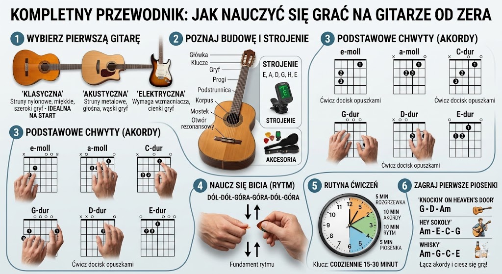 Jak nauczyć się grać na gitarze od zera — kompletny przewodnik